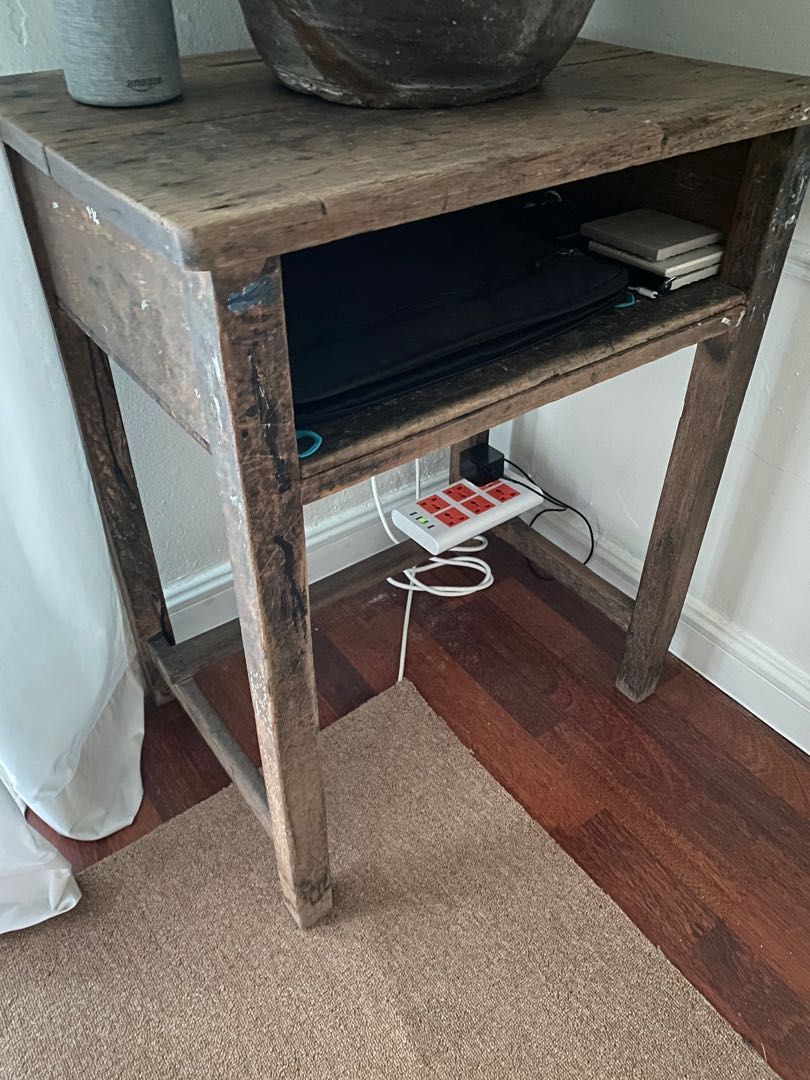 Antique Wooden School Table (Solid Wood), Furniture & Home Living