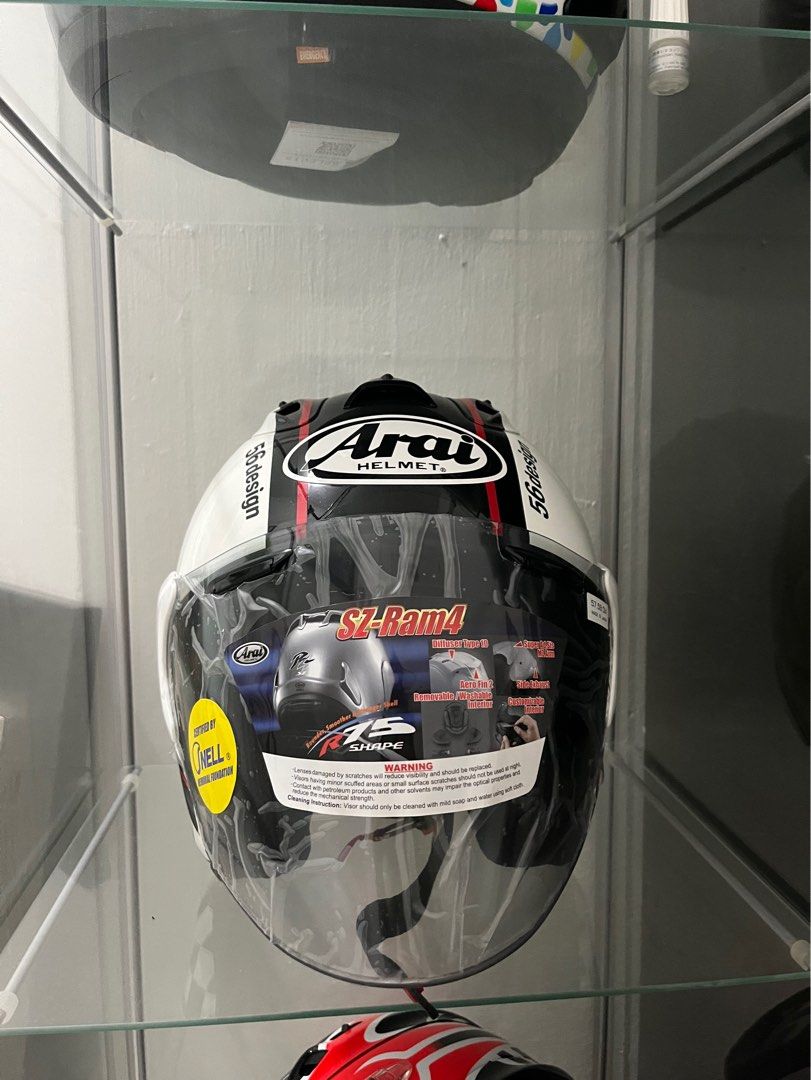 Arai Helmet SZ-Ram4 56 Design Authentic (Category: Motorcycle Apparel) located in Singapore. Submitted by wonyheartu (Listing ID 1237460953, Image 1). Description: Authentic, Full set ( bag, box) Brand new, unused, Bought for display purposes.