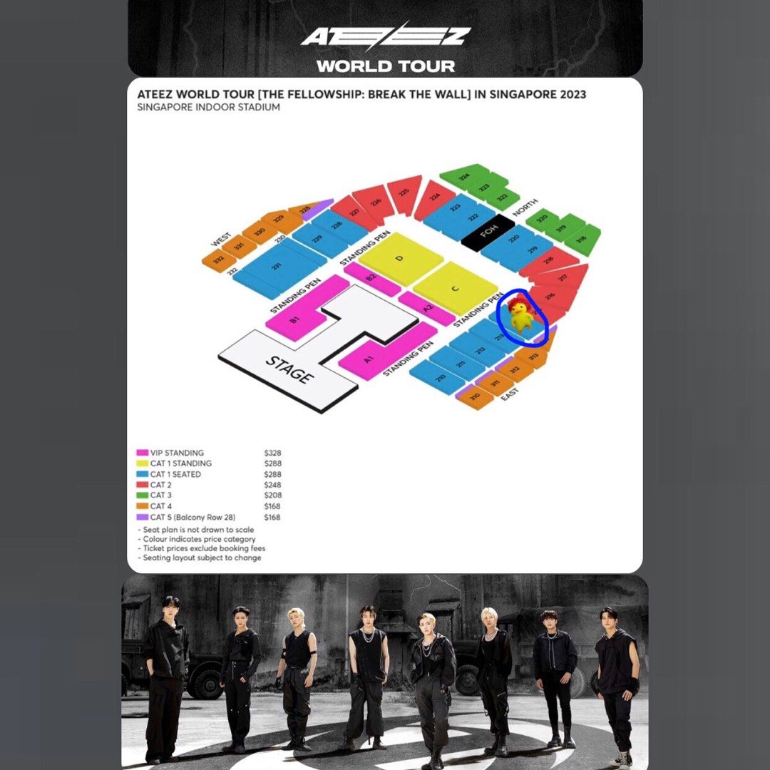 ATEEZ World Tour Singapore Ticket 2x Cat 1 Seated, Tickets & Vouchers