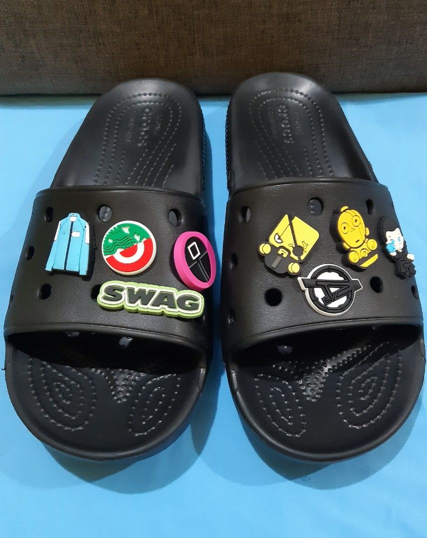 AUTHENTIC CLASSIC CROCS SLIDE with JIBBITZ, Men's Fashion, Footwear