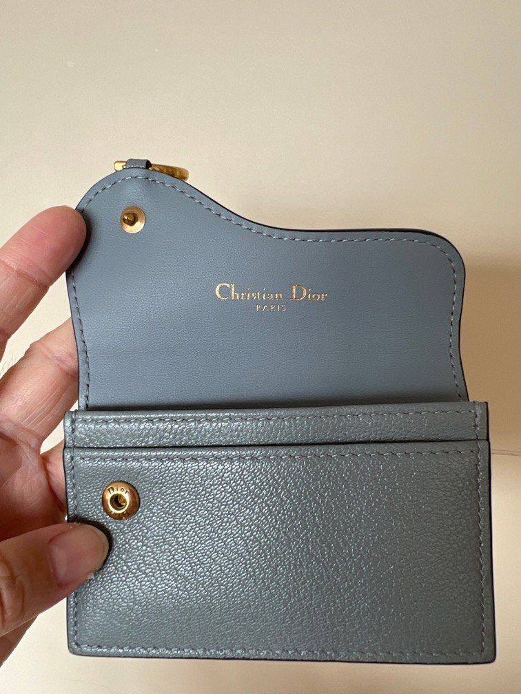 Saddle Flap Card Holder Cloud Blue Goatskin