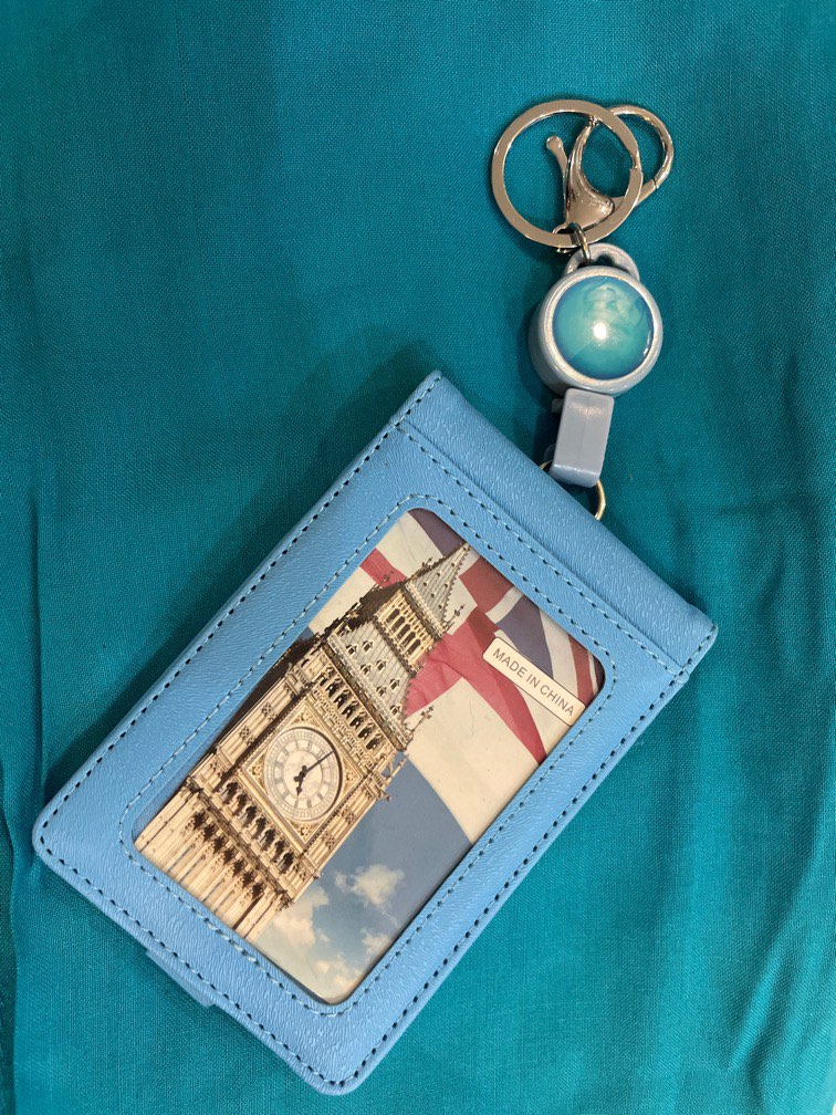 Blue Pastel Keychain Wallet RFID Protection Key Ring Card 