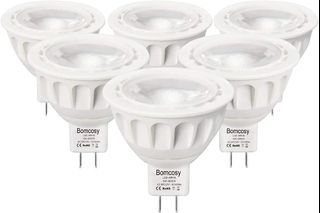 Bomcosy MR16 5W LED Spotlight Bulbs, GU5.3 LED Bulbs, Cool White 6000K, Equivalent to 50Watt Halogen, AC/DC12V, 420LM, 35 Degree Beam Angle, Not Dimmable, 6-Pack (467)