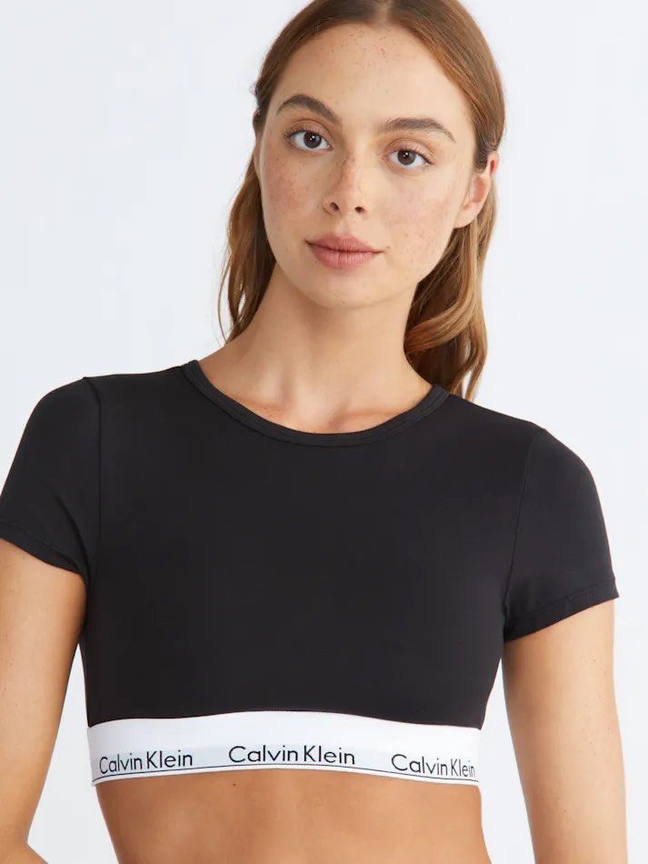 Calvin Klein CK Modern Cotton T-Shirt Bralette in Black