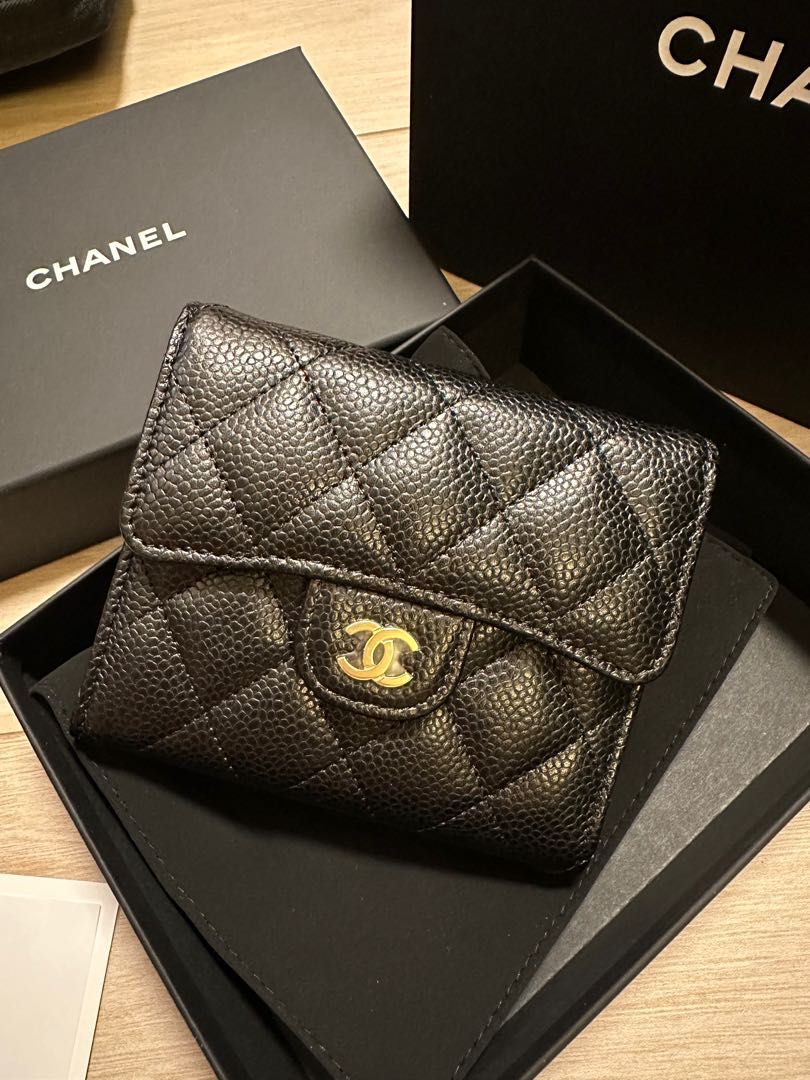 Chanel Vintage Brown Caviar Tri-Fold Wallet - LAR Vintage