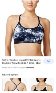 Calvin Klein Low Impact Printed Sports Bra Color Navy Blue Size X-Small