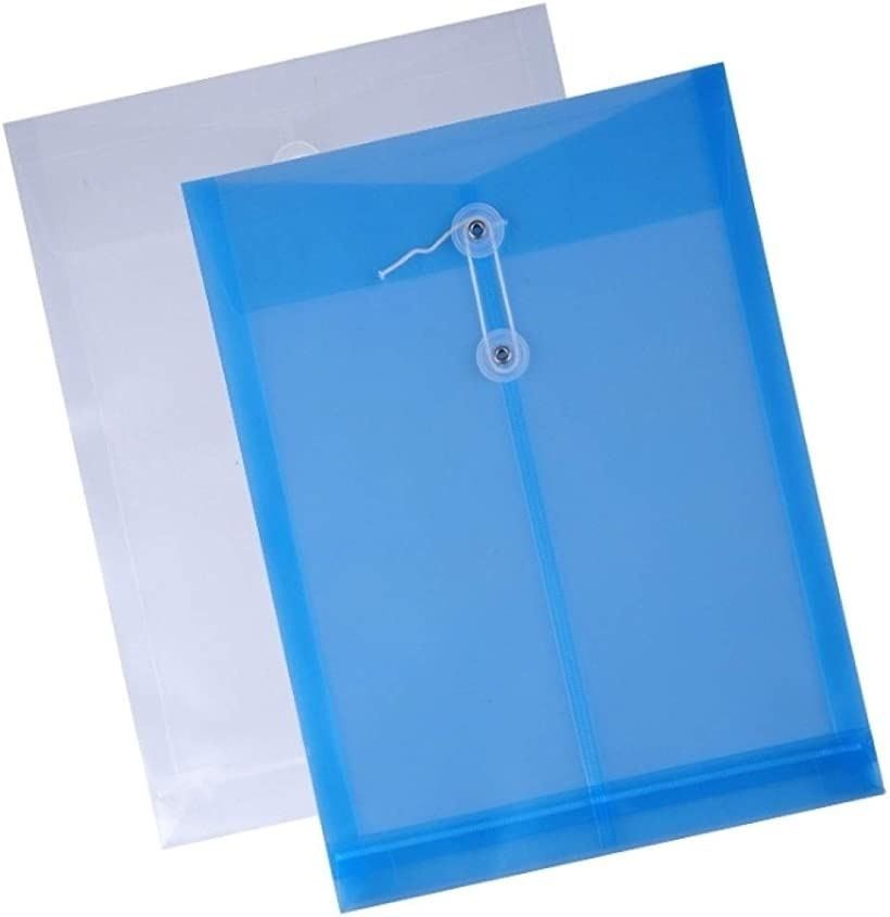 Clear Catalog Plastic Envelope, Document File Holder with String Expandable Fit A4 to Long Paper