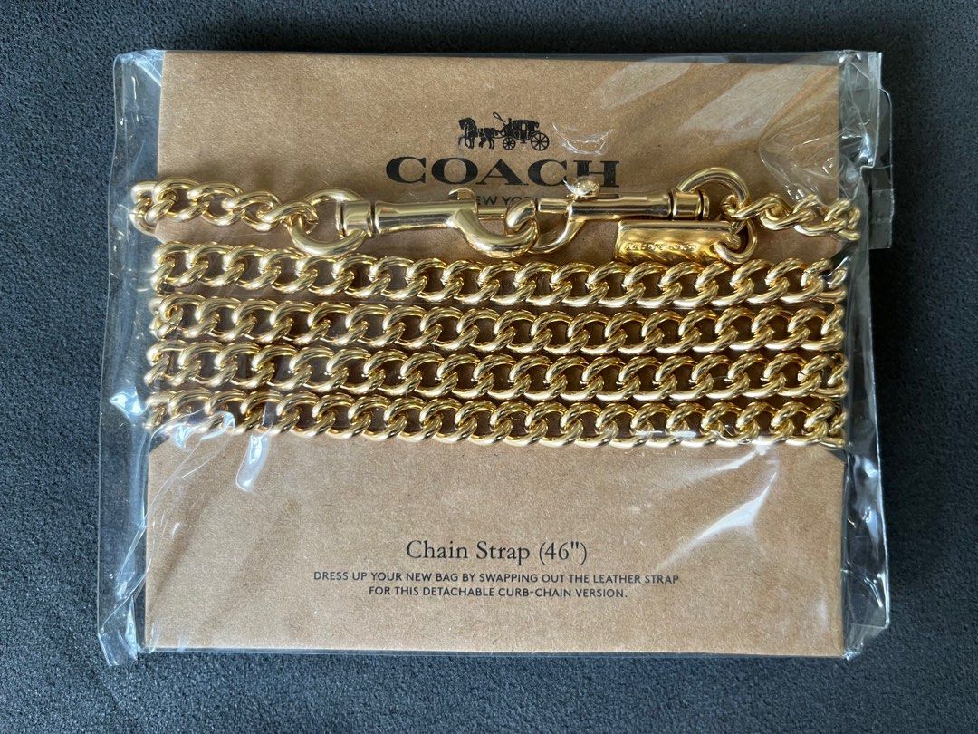 全新］Coach Chain Strap(46”) Golden colour/ Coach金色鏈帶46吋長