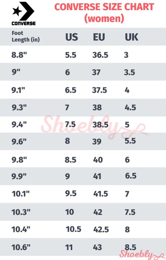 converse high cut size chart