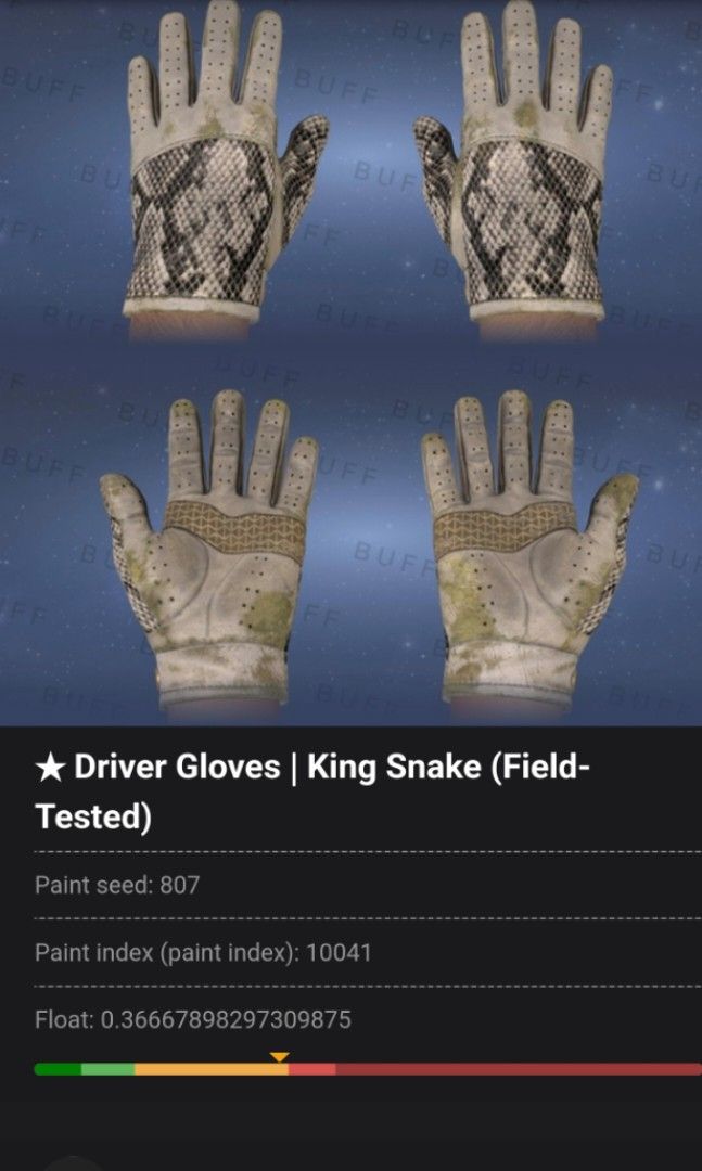 CSGO King Snake Driver Gloves, Video Gaming, Gaming Accessories, InGame Products on Carousell
