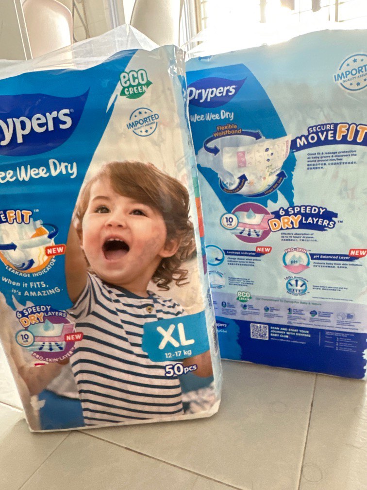 Drypers Wee Wee Dry XL (tape) x2packs, Babies & Kids, Bathing ...