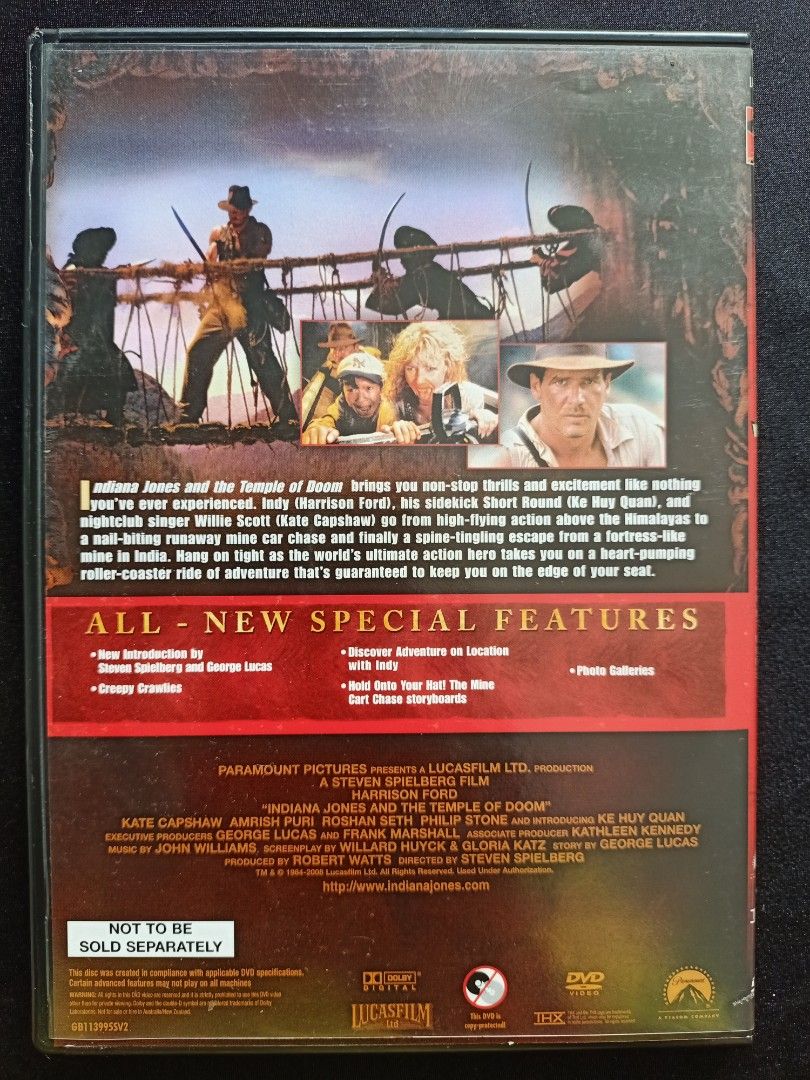 DVD Indiana Jones and the Temple Of Doom Hobbies Toys Music Media