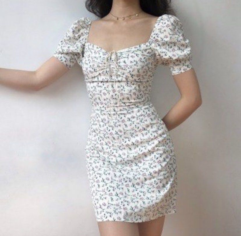 Chiffon puff discount sleeve dress