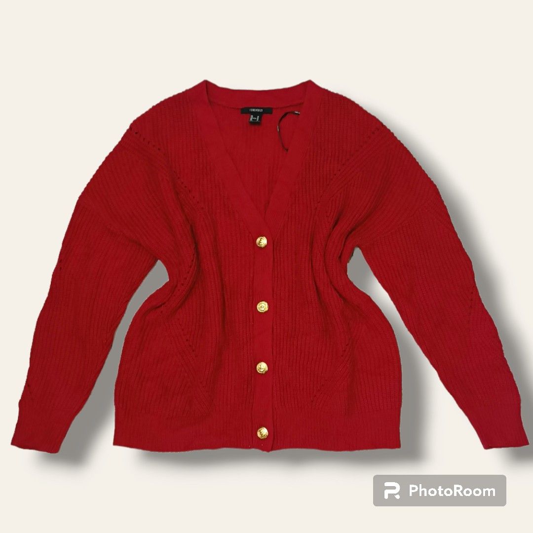 Forever 21 red best sale cardigan