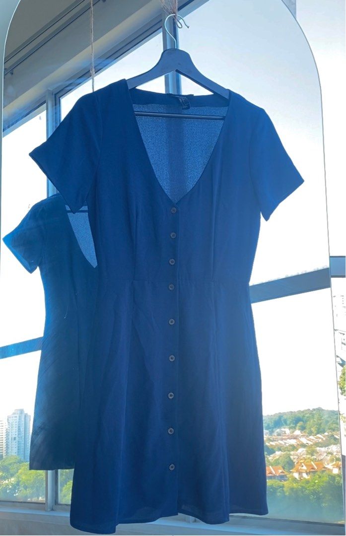 Forever 21 Navy Blue V neck dress Women s Fashion Dresses Sets