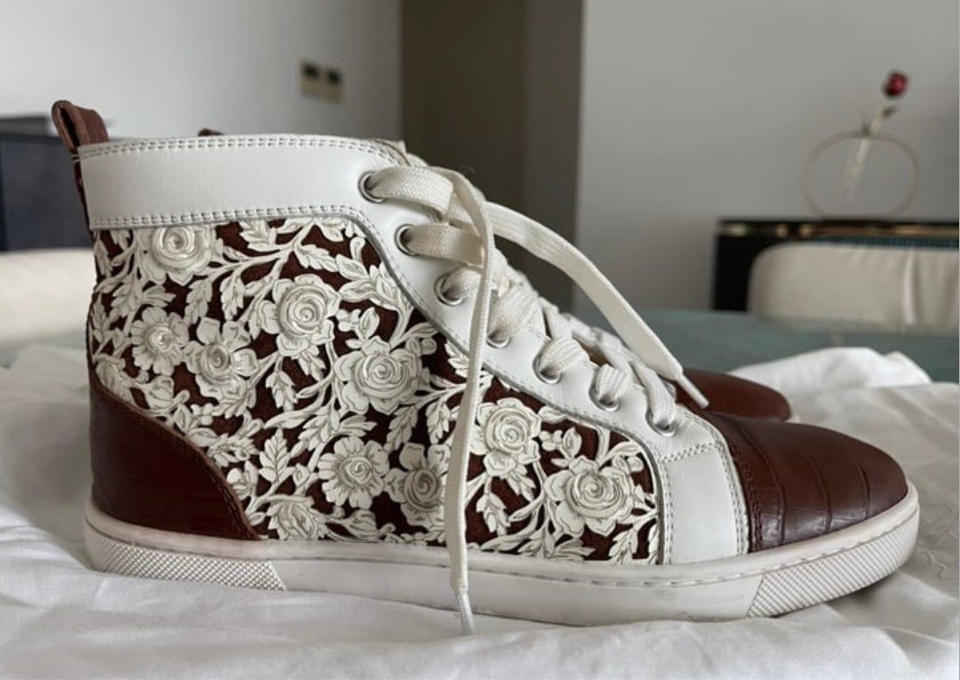 White leather cheap louboutin trainers