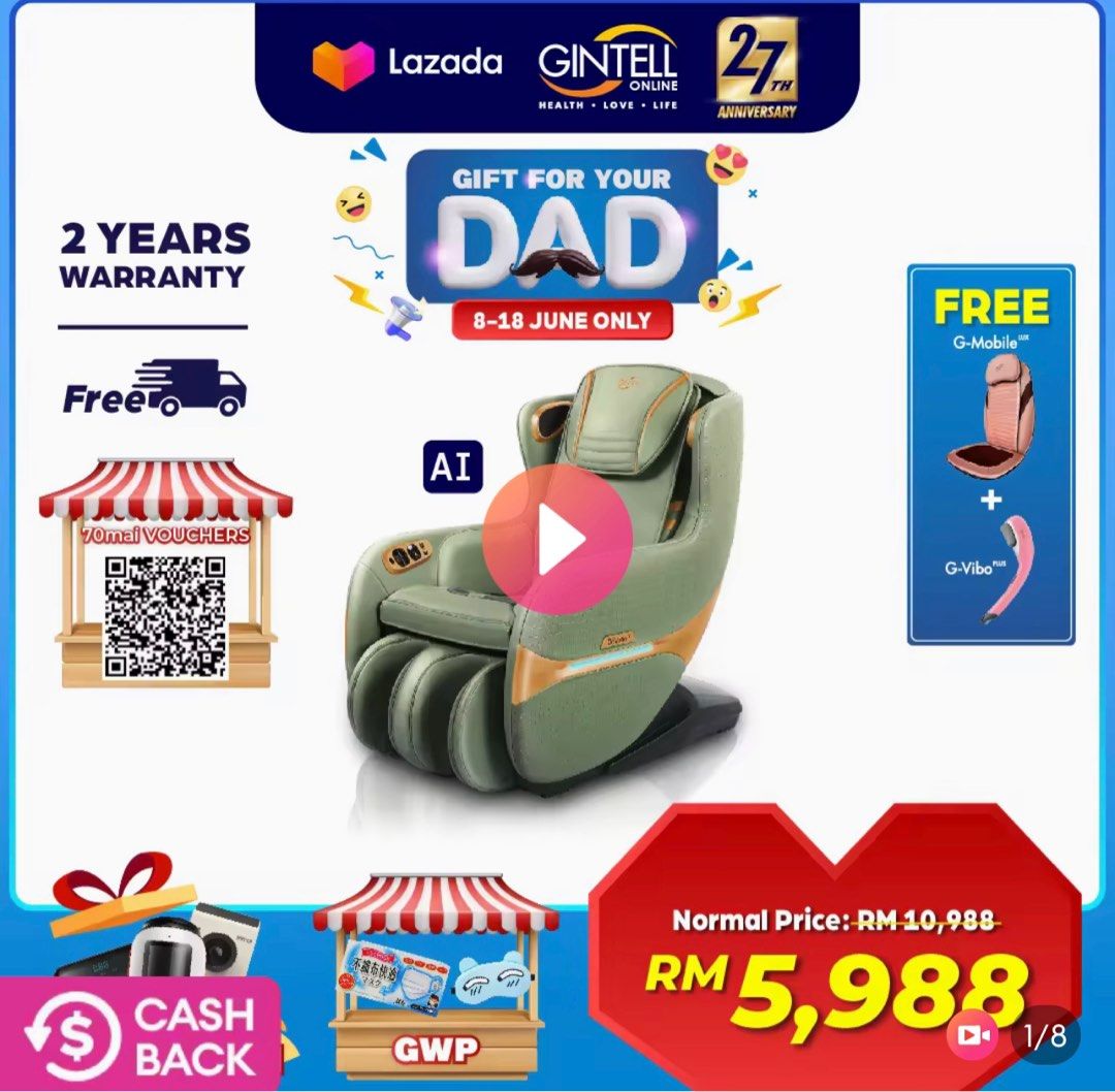 Gintell massage top chair promotion 2019