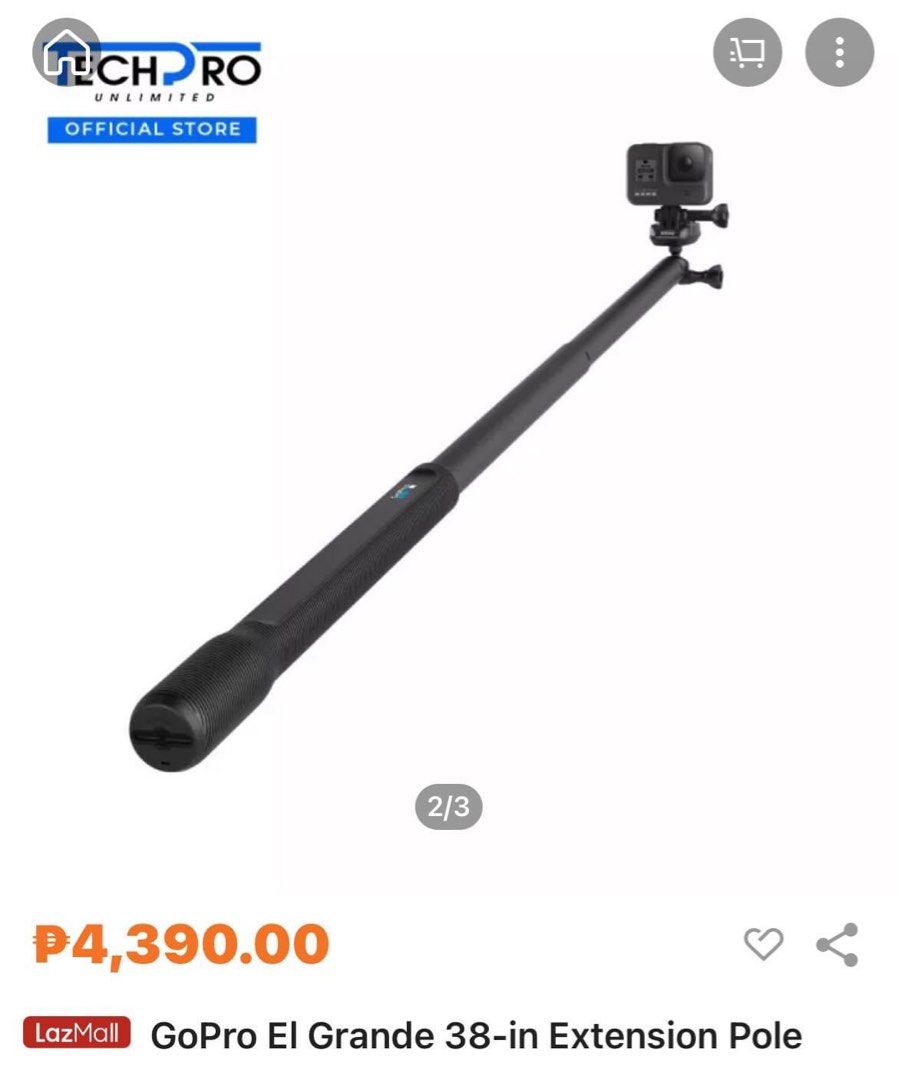 Go Pro El Grande 38 inches (Category: Video Cameras) located in Malay. Submitted by jrose.02 (Listing ID 1237518916, Image 3). Description: ORIGINAL Go Pro El Grande 38 inch Extension Pole Humahaba sya besh .