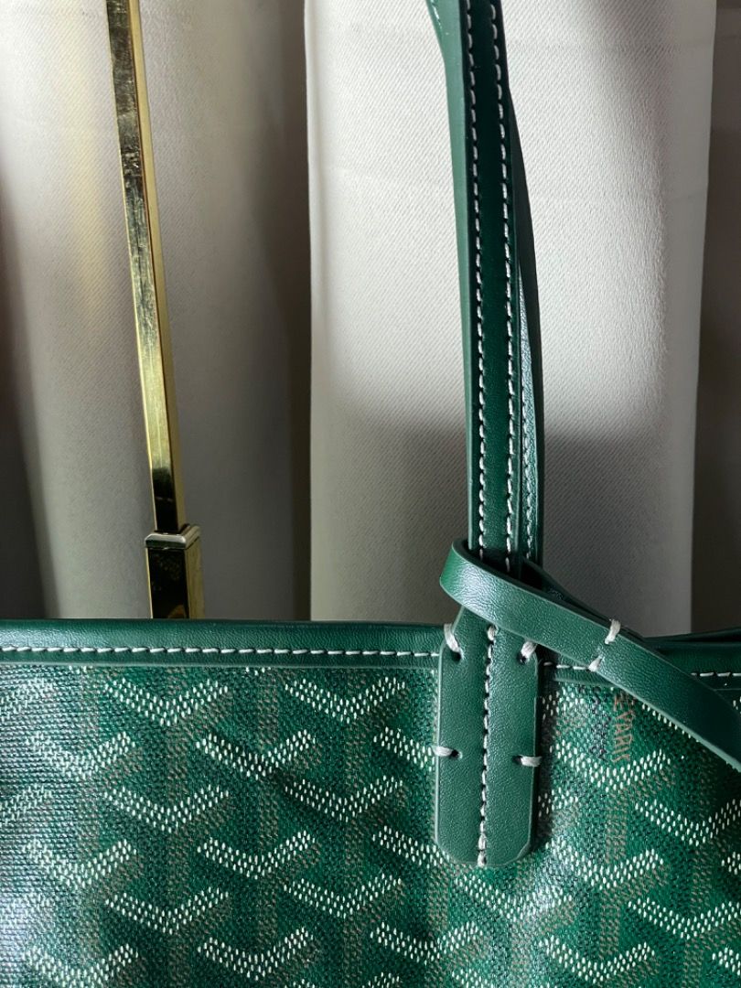 💚 GOYARD SHOULDER TOTE BAG - GREEN w/ Bag Tag & Pouch, Women's