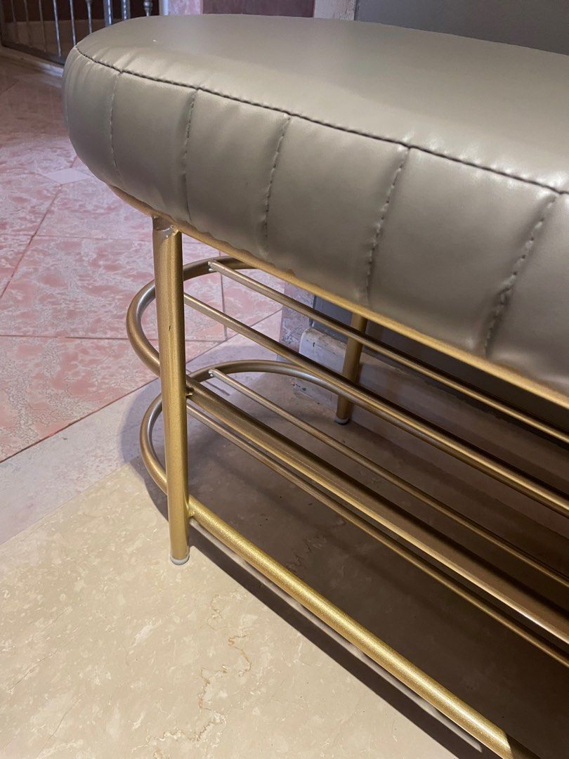 Grey Gold Shoes Racks with seat chairs, Furniture & Home Living