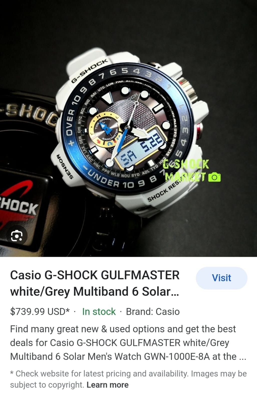 G SHOCK GULFMASTER White Grey Multiband 6 Solar