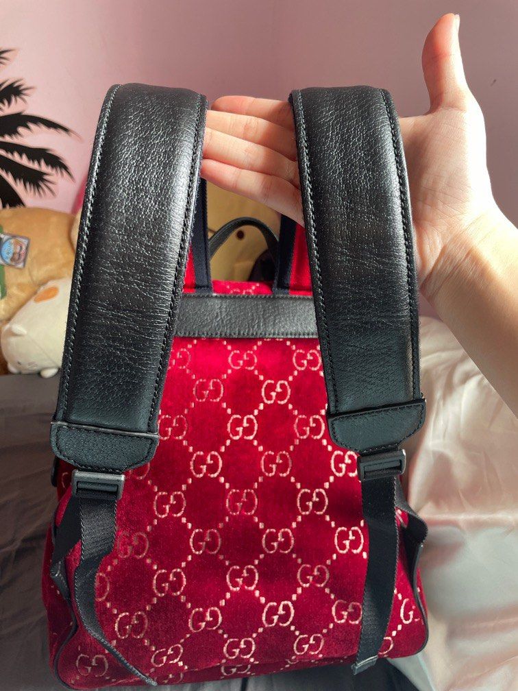 Gucci red velvet backpack cheap