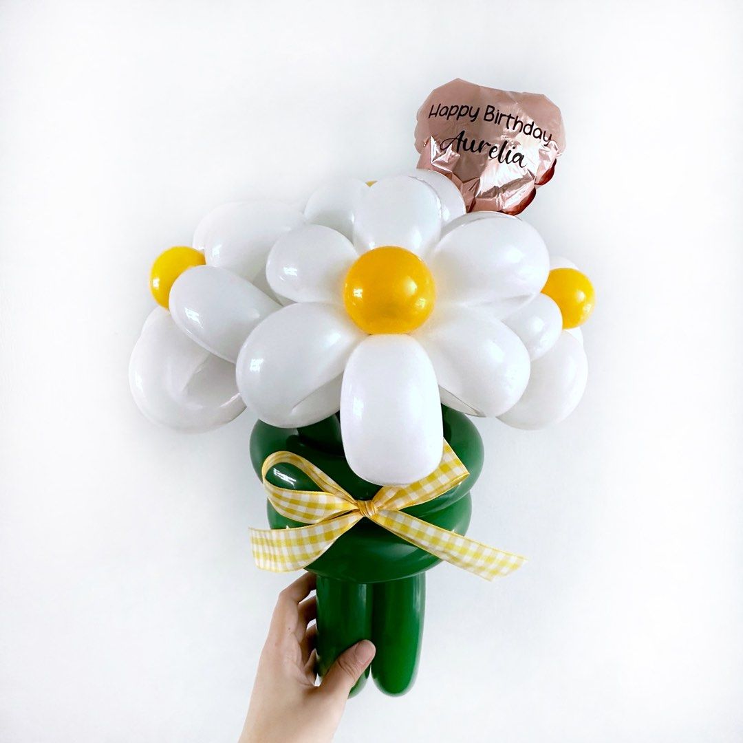 Daisy, Rose, Stalk Flower Balloon Bouquet