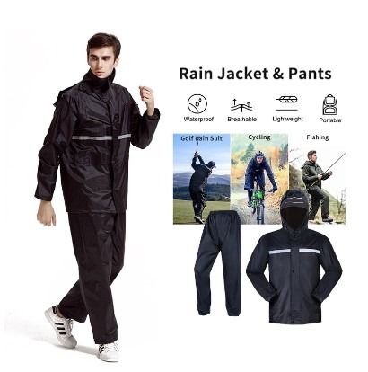 high quality waterproof women men raincoat 2pcs pvc Jacket