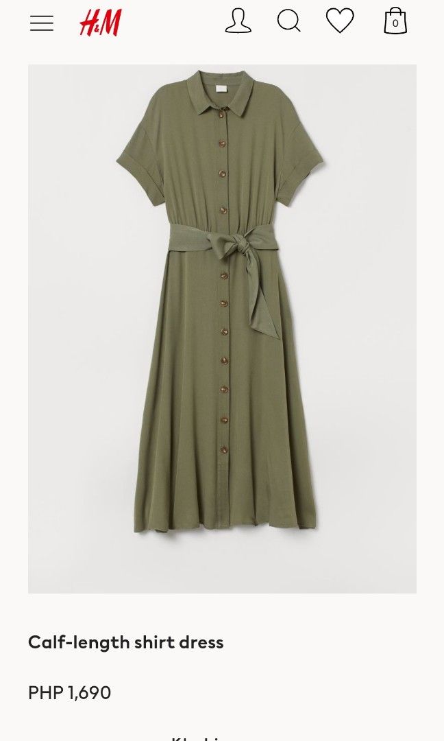 H M Calf length Shirt Dress Women s Fashion Dresses Sets Dresses on Carousell