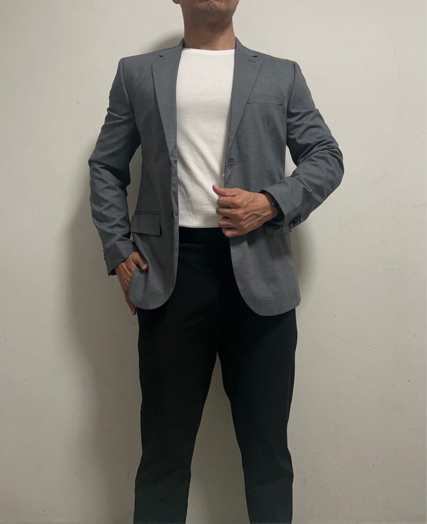 H M Man Blazer Grey Men s Fashion Coats Jackets and Outerwear