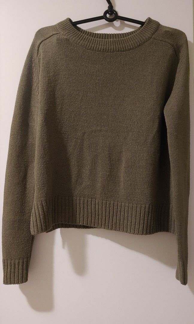 h m olive green knit sweater Women s Fashion Tops Longsleeves