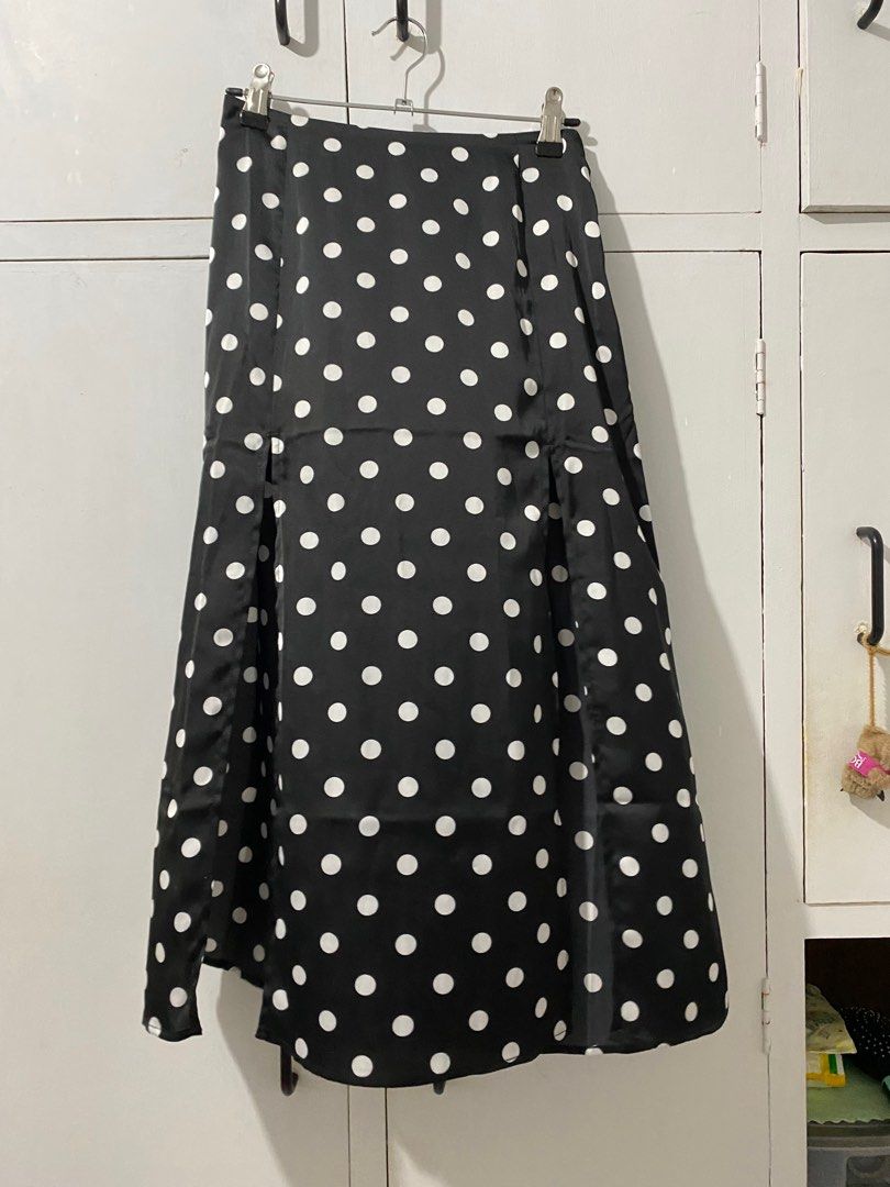 Black and white clearance polka dot skirt h&m