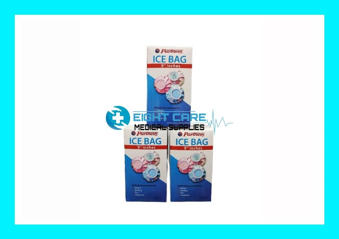 Ice bag 6inches and 9inches (Category: Medical Supplies & Tools) located in Manila. Submitted by 888.eightcaremed (Listing ID 1237404337, Image 1). Description: Ice Bag Partners 6inches *1 piece 75PhP Ice Bag Partners 9inches *1piece ₱120 Ice and cold packs can relieve pain, swelling, and inflammation from injuries and other conditions, such as arthritis..