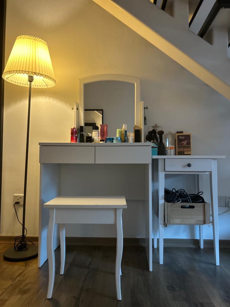 IKEA dressing table with a side table and chair, Furniture & Home