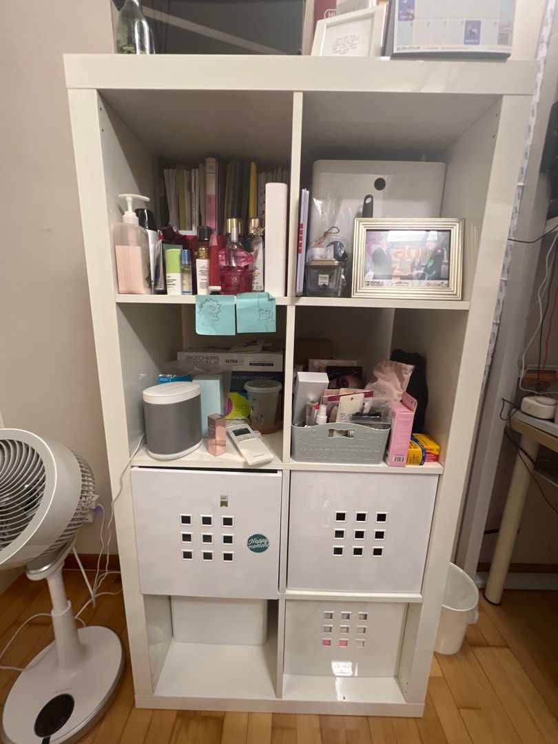 IKEA Kallax Shelf Unit High Gloss White 77x147, Furniture & Home Living ...