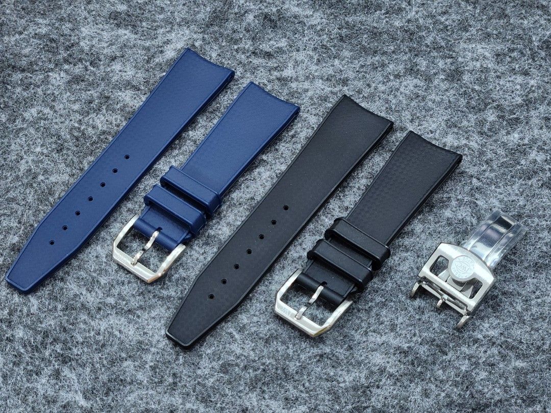 IWC 22MM Black Blue Rubber Watch Strap