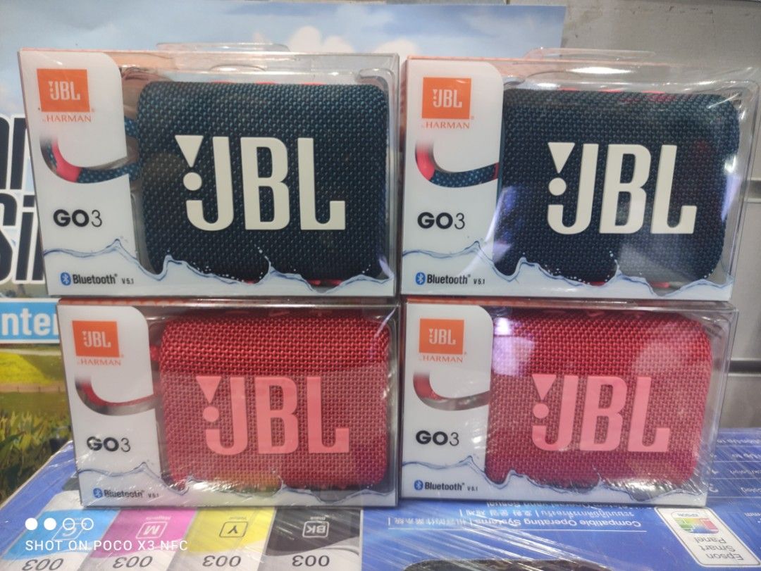 JBL Go 3 (ORIGINAL) (Category: Soundbars, Speakers & Amplifiers) located in Makati City. Submitted by yomyom_onlineshop (Listing ID 1194472916, Image 1). Description: For Sale Only Brandnew Sealed No To trade/SWAP Delivery within the day Taguig Market Market Can book Via lalamove Less Time Less Effort Cod,Gcash,Banktransfer.