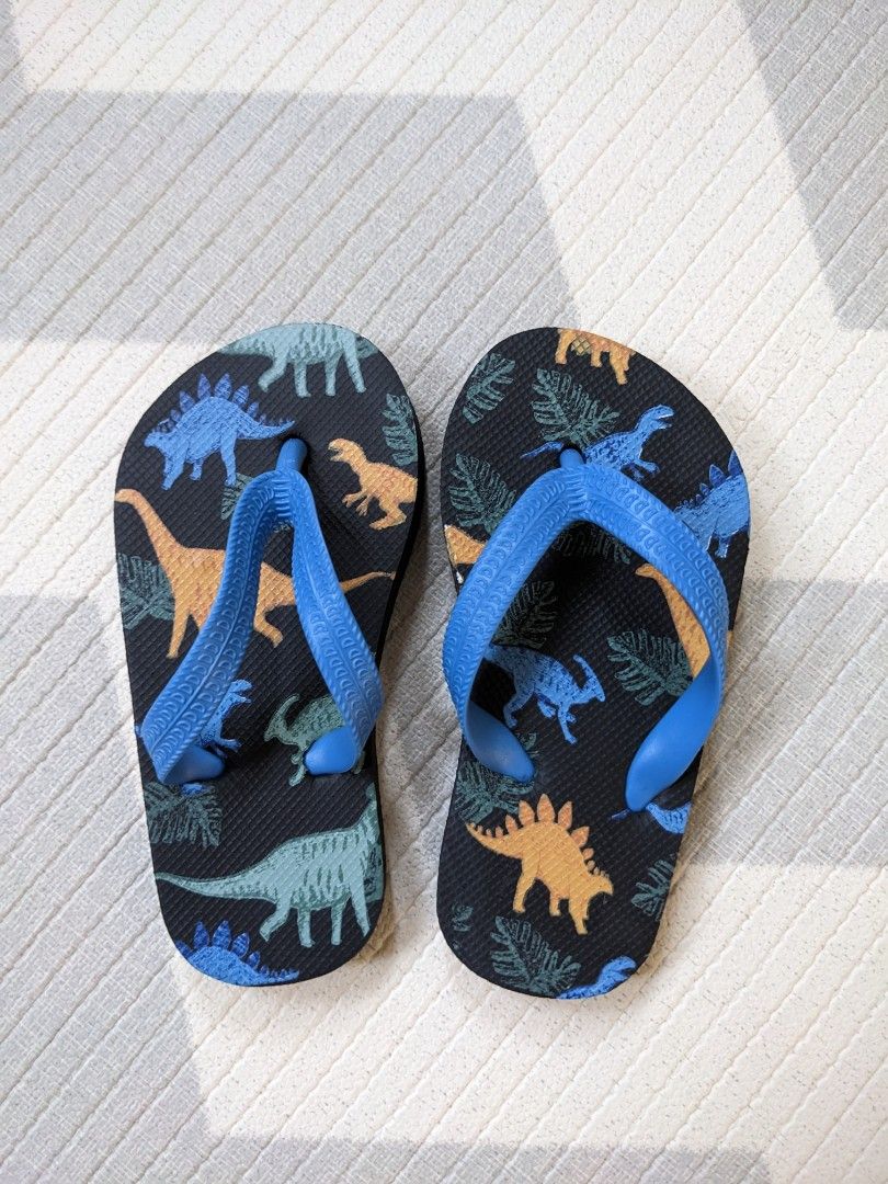 Kmart Anko dinosaur blue slippers boys