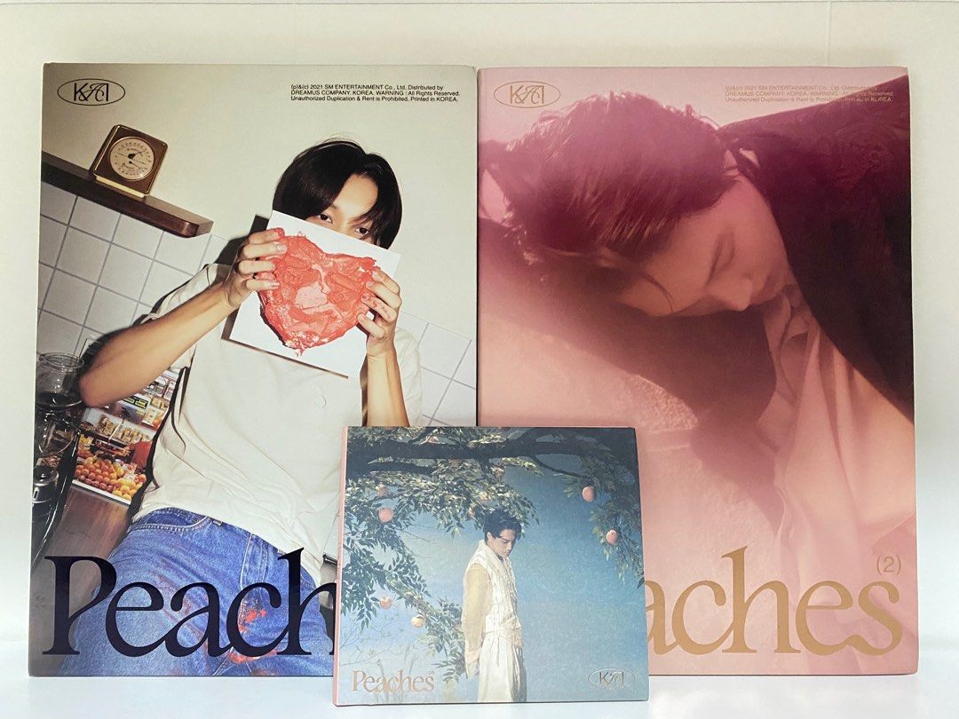 [KPOP - EXO] KAI 2nd Mini Album - Peaches (Category: CDs & DVDs) located in Makati City. Submitted by _charmedgoodies (Listing ID 1237496039, Image 1). Description: KAI 2nd Mini Album - Peaches - Digipack ver - Photobook (Peaches and Kisses ver) ✨PHP 700 for all three ✨PHP 250 each - ONHAND - Unsealed but in mint condition - PB and CD only.