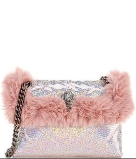 Kurt Geiger London Mini Kensington Glitter Faux Fur Crossbody Bag (PINK)