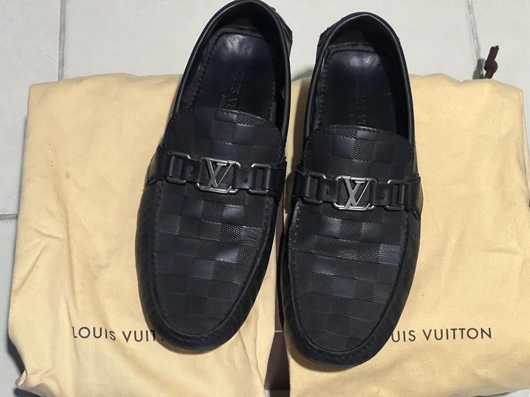 Louis Vuitton Men's Hockenheim Moccasin Loafers Damier Graphite