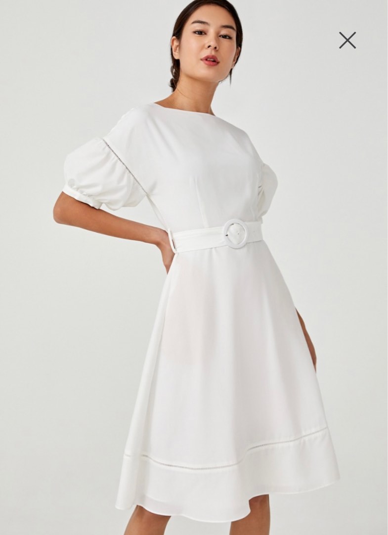 Love Bonito White Dress with Belt on Carousell