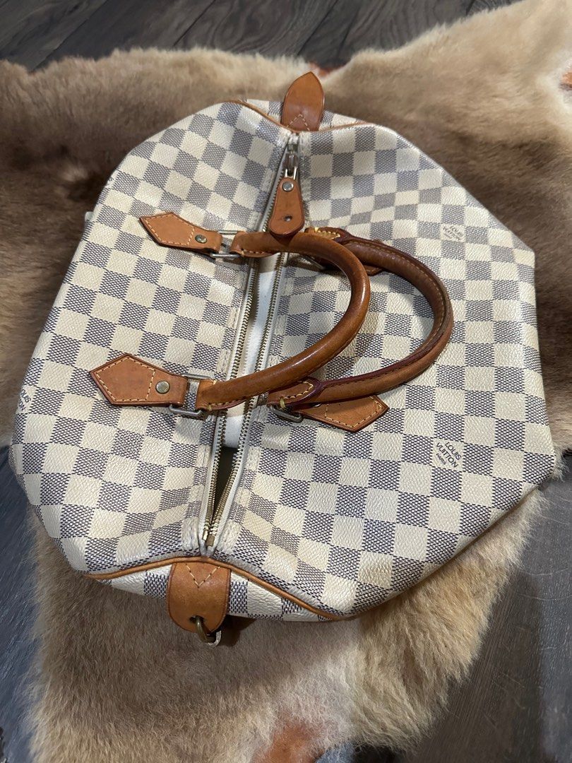 Louis Vuitton Damier Azur Speedy 35. Made in France. With Initials EAE.  Date code: BA2115., Luxury, Bags & Wallets on Carousell