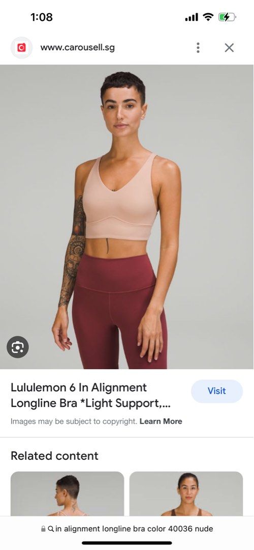 Lululemon in alignment longline bra B/C cup size 10, Women's