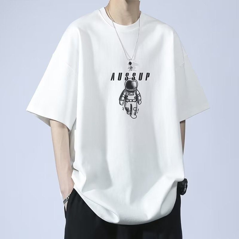 M 5XL Oversized short sleeved T shirt home high street summer Justin Bieber men s loose astronaut print new oversized 5xl women special Chinese Korean edition oppa Men s Fashion Tops Sets Tshirts Polo...