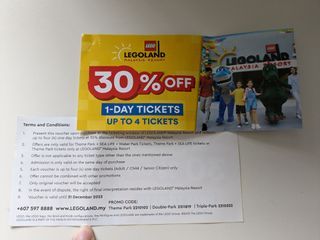 Malaysia Legoland Ticket 30% off for Adult / Child / Senior Citizen