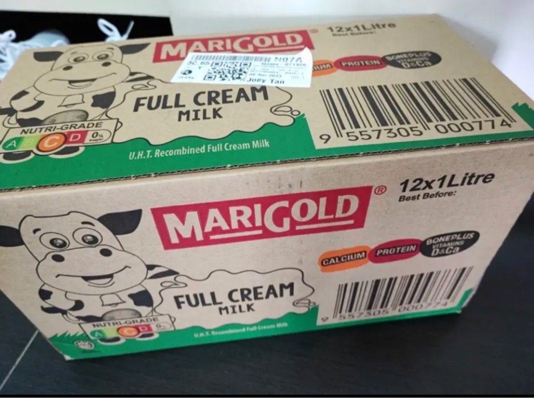 Marigold full cream UHT milk 1L x 12 BBD Mar 2024, Food & Drinks