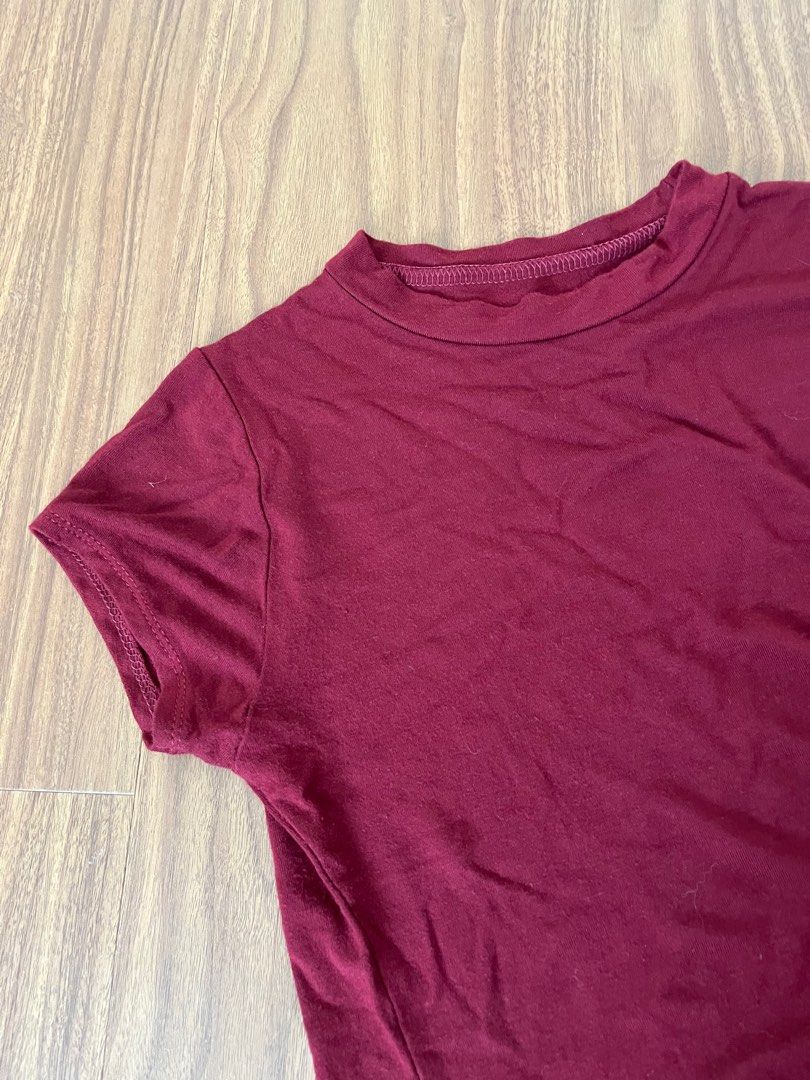 Maroon Crop Top, Women's Fashion, Tops, Blouses on Carousell