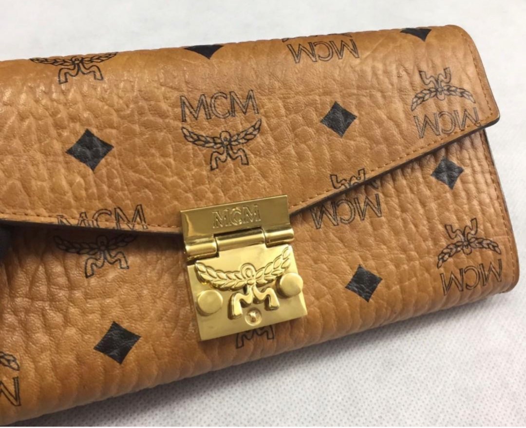 Mcm Monogram Leather Credit Card Keychain Wallet