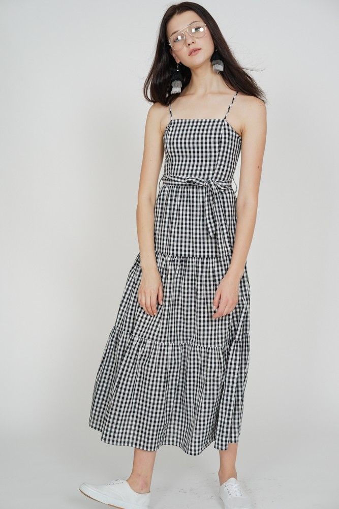 Mds Gathered Maxi Gingham Dress Women s Fashion Dresses Sets